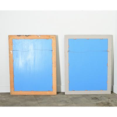 French Pair of 19th Century Carved Painted Mirrors