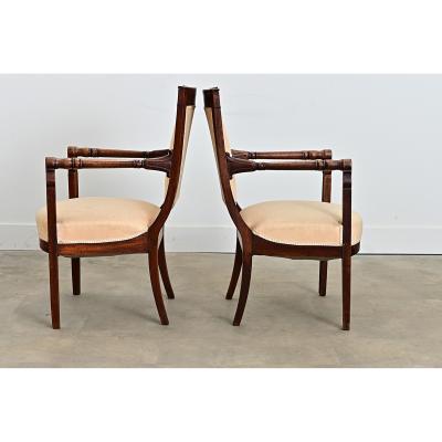 French Pair of 19th Century Directoire Fauteuils