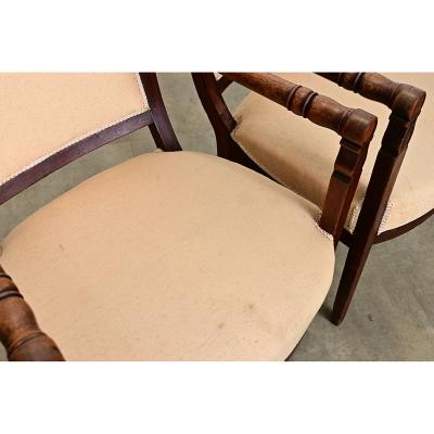 French Pair of 19th Century Directoire Fauteuils