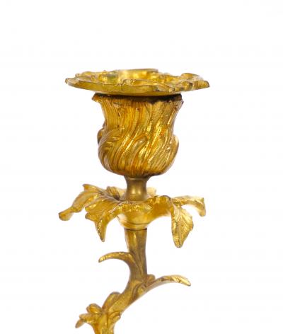 French Pair of Gilt Bronze Louis XVI Style Three Light Candelabra Table Lamps