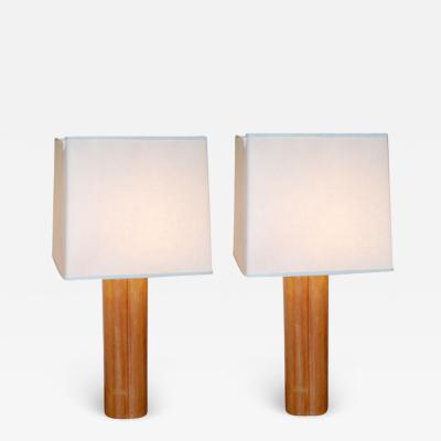French Pair of Leather Bound Clover Lamps