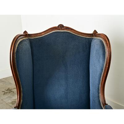 French Pair of Louis XV Wingback Bergeres Ottoman