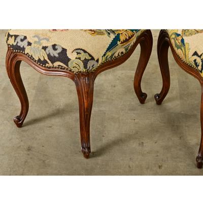 French Pair of Louis XV style Stools with Needlepoint