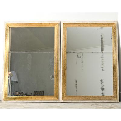 French Pair of Louis XVI Style Gilt Mirrors