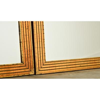 French Pair of Louis XVI Style Reeded Gilt Mirrors