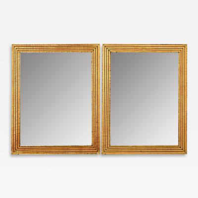 French Pair of Louis XVI Style Reeded Gilt Mirrors