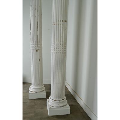 French Pair of Massive Painted Columns