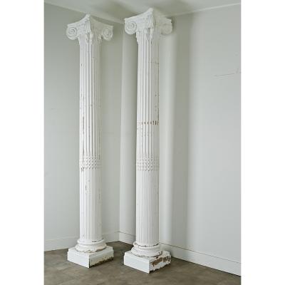 French Pair of Massive Painted Columns