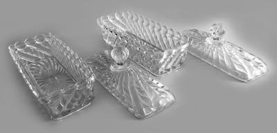 French Pair of Saint Louis Glass Butter Boxes