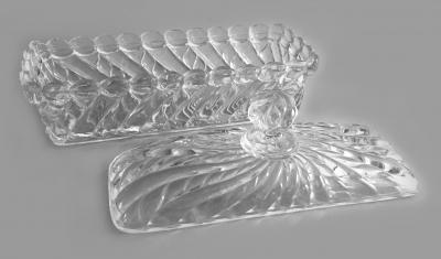 French Pair of Saint Louis Glass Butter Boxes