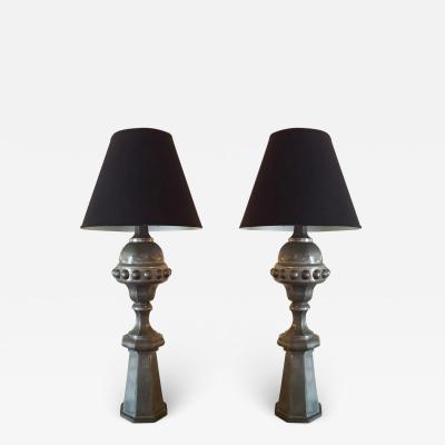 French Pair of Zinc Finial Table Lamps