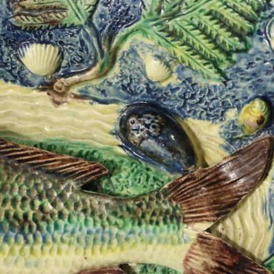 French Palissy Majolica Platter with Fish