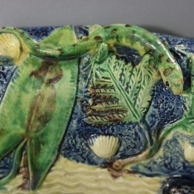French Palissy Majolica Platter with Fish