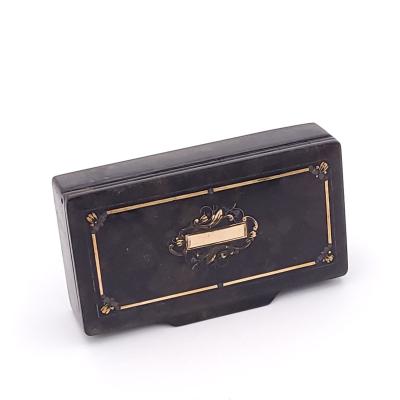 French Papier m ch Snuff Box Inlaid with Gold circa 1840