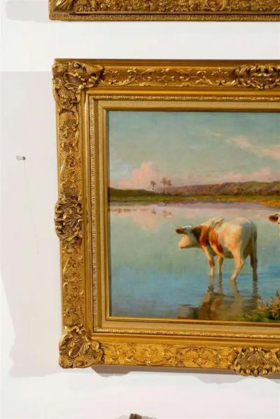 French Pastoral Oil Painting Signed by F lix Planquette Late 19th Century