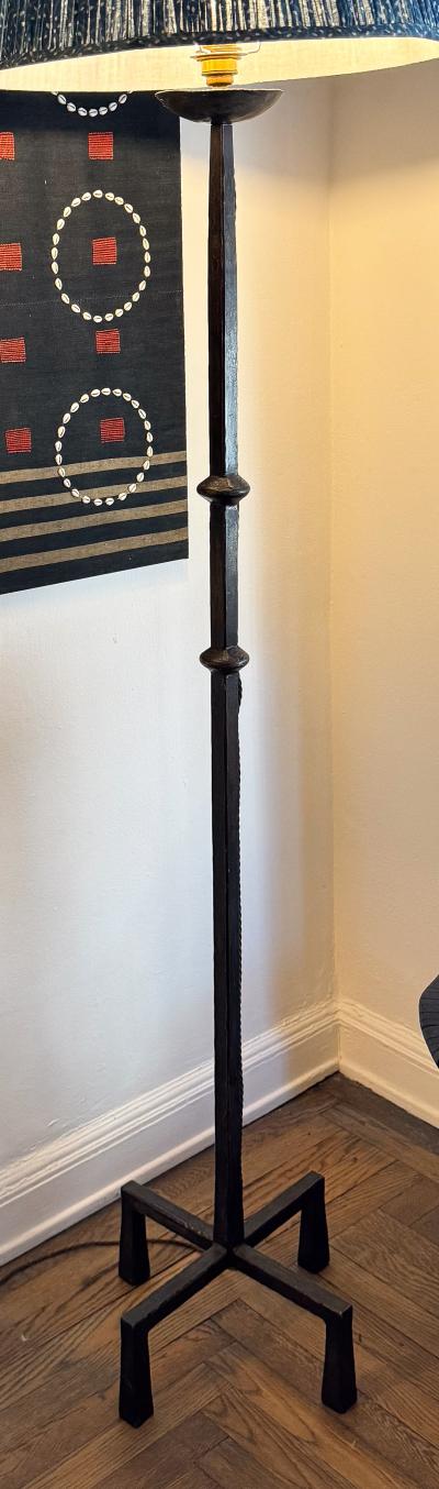 French Patinated Iron Floor Lamp circa 1970