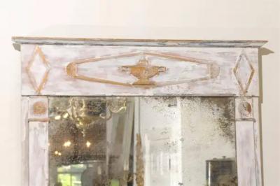 French Period Directoire Trumeau Mirror with Distressed Paint Late 18th Century