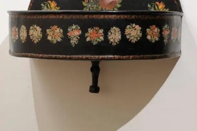 French Period Napoleon III Black Painted T le Lavabo with Floral D cor 1870s