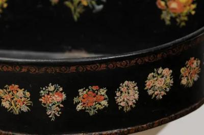 French Period Napoleon III Black Painted T le Lavabo with Floral D cor 1870s