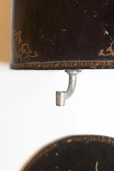 French Period Napoleon III Black Painted T le Lavabo with Floral D cor 1870s