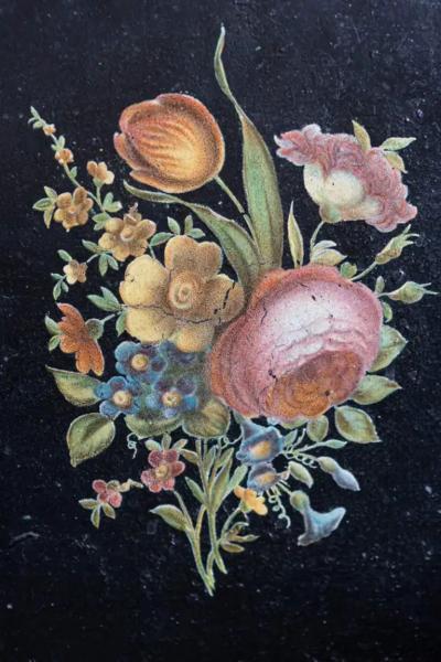 French Period Napoleon III Black Painted T le Lavabo with Floral D cor 1870s