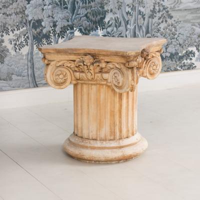 French Plaster Column Stand Side Table