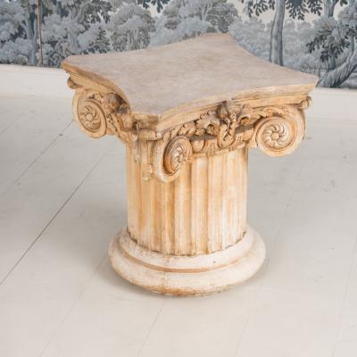 French Plaster Column Stand Side Table