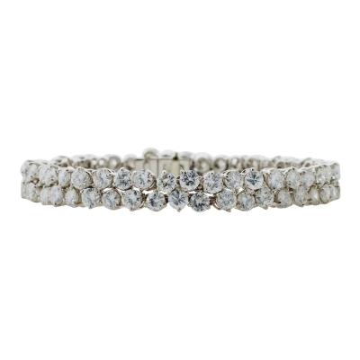 French Platinum and Diamond Double Line Bracelet Bijouterie Bouchet