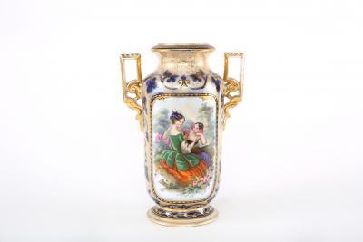 French Porcelain Decorative Vase Side Handles