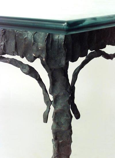 French Post War Design Verdigris Patinated Bronze Rectangular Dining Table