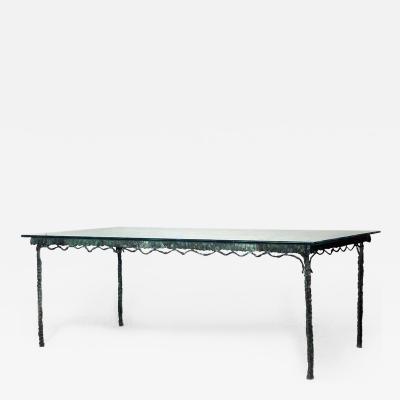French Post War Design Verdigris Patinated Bronze Rectangular Dining Table