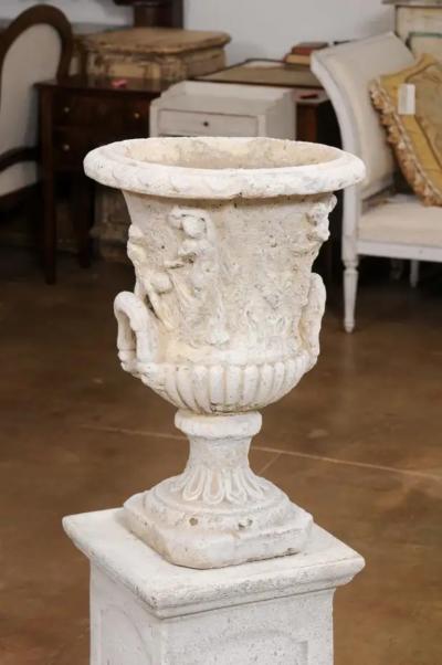 French Proven ale Medici Vase Inspired Jardini re with Carved Scenes circa 1870