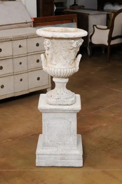French Proven ale Medici Vase Inspired Jardini re with Carved Scenes circa 1870
