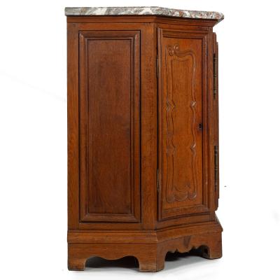 French Provincial Antique Oak and Marble Buffet Sideboard Cabinet ca 1880