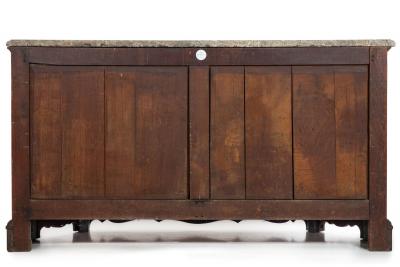 French Provincial Antique Oak and Marble Buffet Sideboard Cabinet ca 1880
