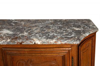 French Provincial Antique Oak and Marble Buffet Sideboard Cabinet ca 1880