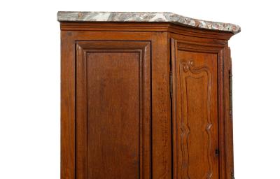 French Provincial Antique Oak and Marble Buffet Sideboard Cabinet ca 1880