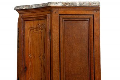 French Provincial Antique Oak and Marble Buffet Sideboard Cabinet ca 1880