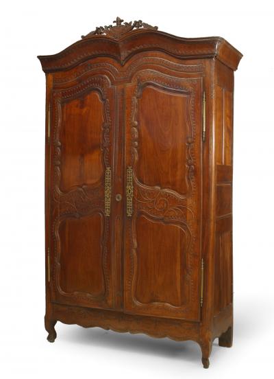French Provincial Carved Walnut Armoire