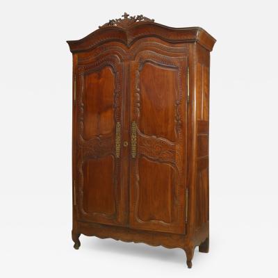 French Provincial Carved Walnut Armoire