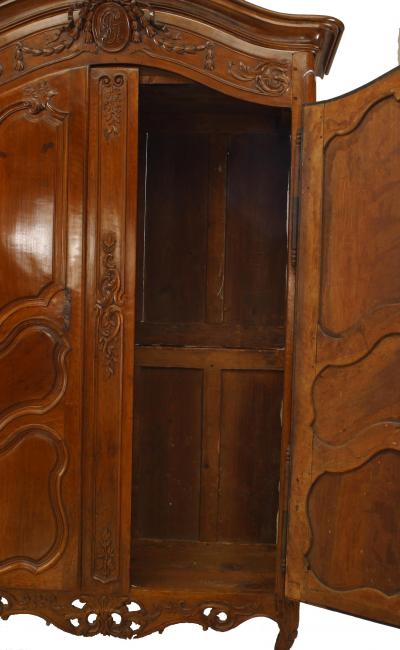 French Provincial Carved Walnut Armoire