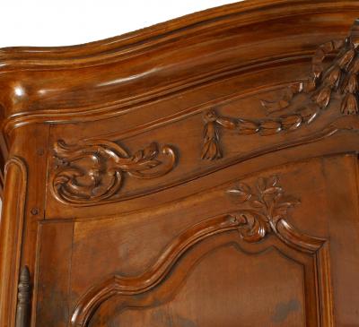 French Provincial Carved Walnut Armoire