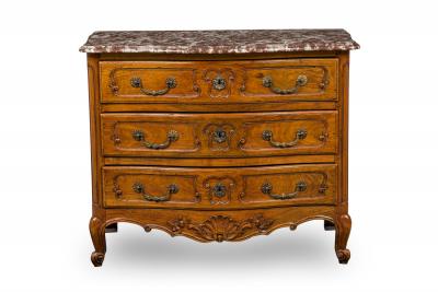 French Provincial Cherrywood Commode with Marble Top