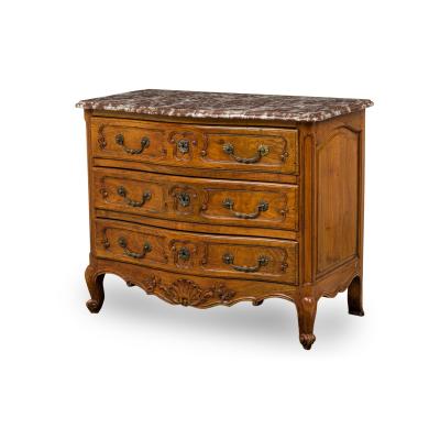 French Provincial Cherrywood Commode with Marble Top