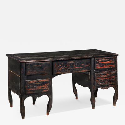 French Provincial Desk in Ebonized Polychrome late 18th century