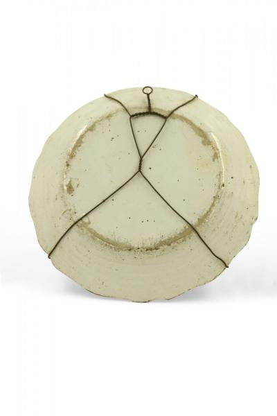 French Provincial Faience Floral Plate with Scalloped Edge