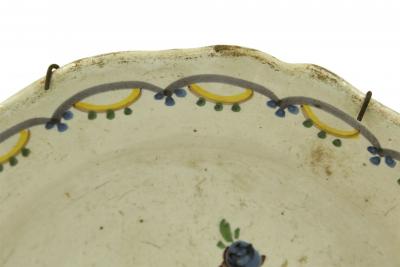 French Provincial Faience Floral Plate with Scalloped Edge
