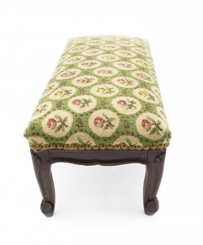 French Provincial Footstool with Floral Carpet Upholstery