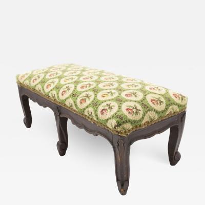 French Provincial Footstool with Floral Carpet Upholstery