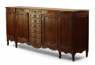 French Provincial Louis XV Style Carved Oak Sideboard